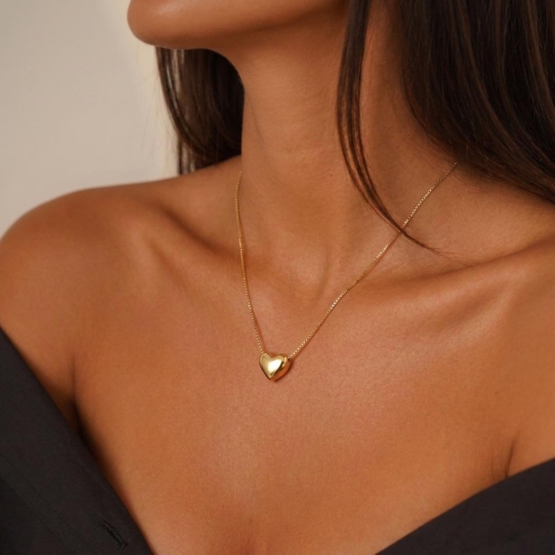 CORRENTE VENEZIANA COM CORAÇÃO LISO - BANHADO A OURO 18K