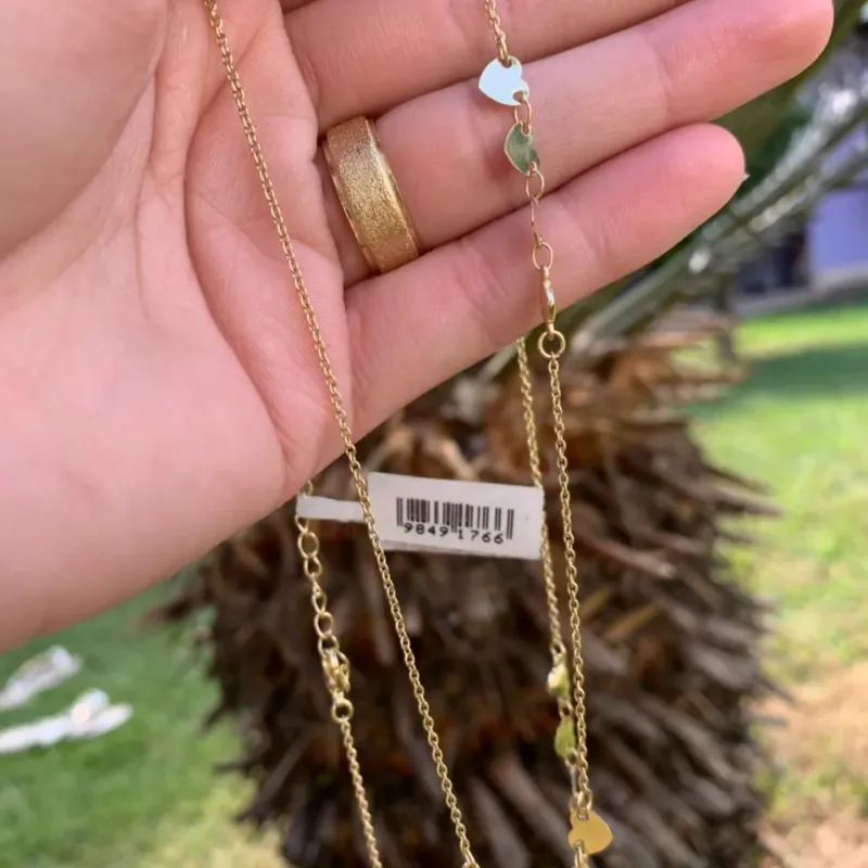 CORRENTE CUMPRIDA ELO PORTUGUÊS FINO COM MEDALHA CORAÇÃO 80CM COM EXTENSOR- BANHADO A OURO 18K CORRENTE CUMPRIDA ELO PORTUGUÊS FINO COM MEDALHA CORAÇÃO 80CM COM EXTENSOR- BANHADO A OURO 18K