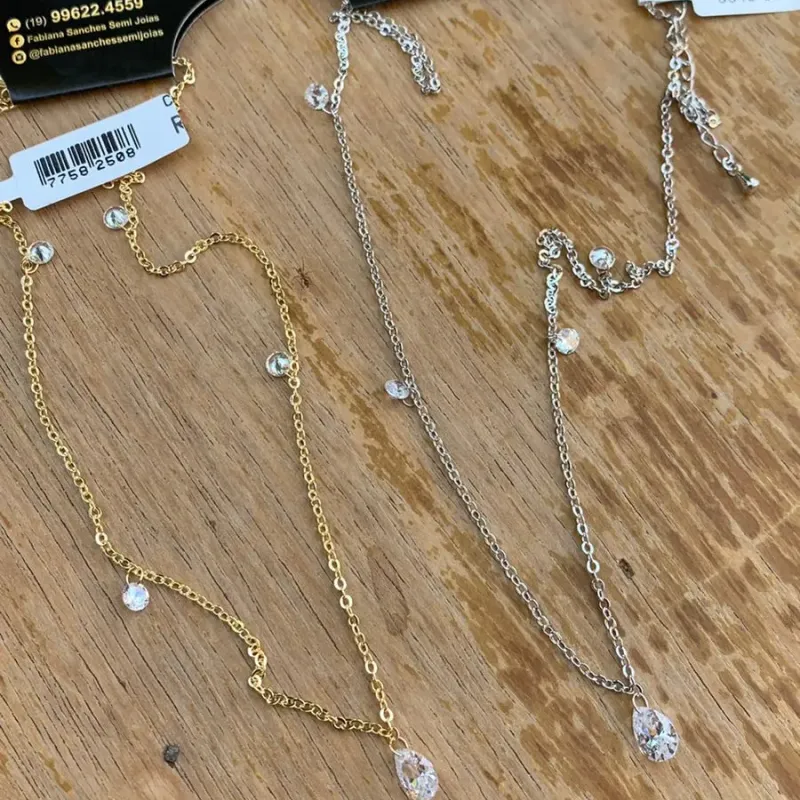 CORRENTE ELO PORTUGUÊS EXTRA FINO COM PONTO DE LUZ PENDURADO COM EXTENSOR- BANHADO A OURO 18K CORRENTE ELO PORTUGUÊS EXTRA FINO COM PONTO DE LUZ PENDURADO COM EXTENSOR- BANHADO A OURO 18K