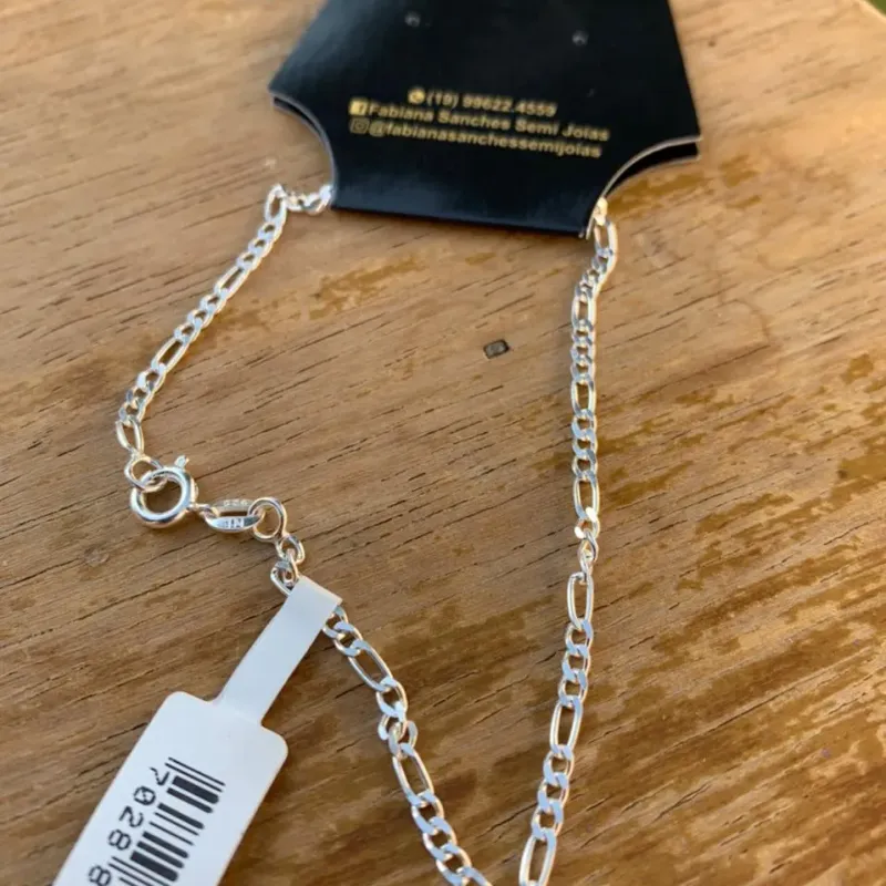 PULSEIRA MASCULINA ELOS 3X1 FINO 21CM 1.3 CM ESPESSURA   -PRATA 925 PULSEIRA MASCULINA ELOS 3X1 FINO 21CM 1.3 CM ESPESSURA   -PRATA 925