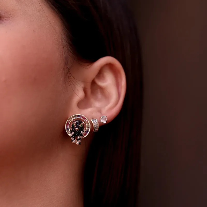 CONJUNTO TIGRE NEGRO COM NAVETES COLORS LUXO- BANHADO A OURO 18K CONJUNTO TIGRE NEGRO COM NAVETES COLORS LUXO- BANHADO A OURO 18K