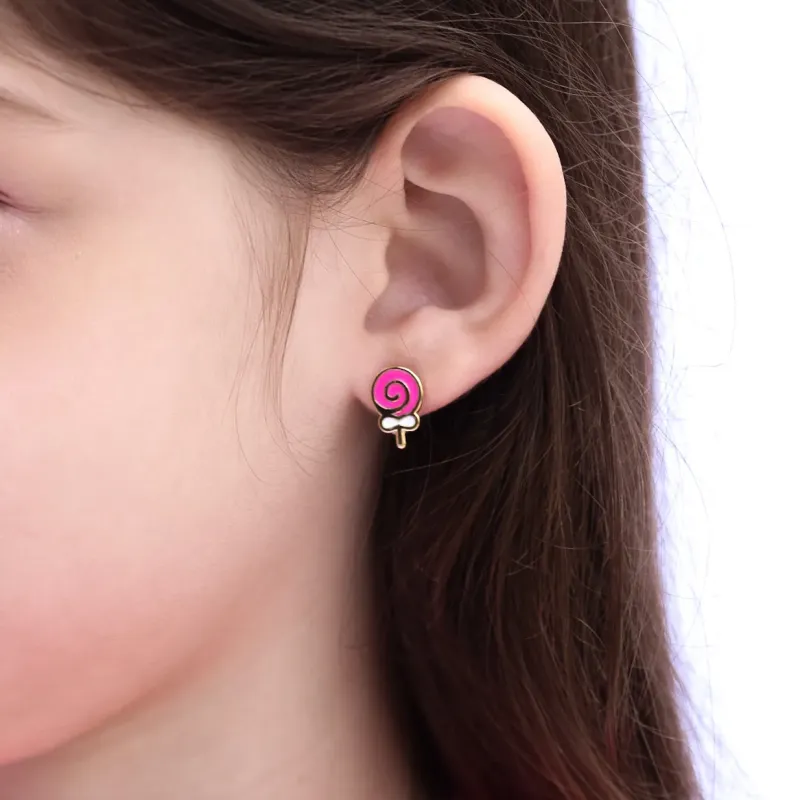 BRINCO INFANTIL PIRULITO RESINADO PINK -BANHADO A RÓDIO BRANCO BRINCO INFANTIL PIRULITO RESINADO PINK -BANHADO A RÓDIO BRANCO