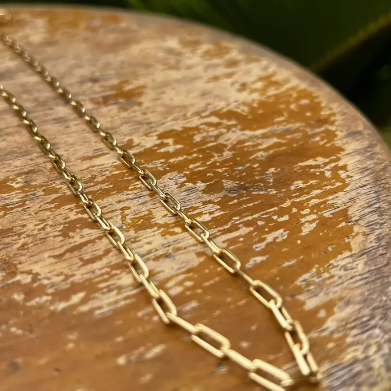 CORRENTE MASCULINA ELO CARTHIE MÉDIO FECHO MOSQUETÃO  60CM- BANHADO A OURO 18K CORRENTE MASCULINA ELO CARTHIE MÉDIO FECHO MOSQUETÃO  60CM- BANHADO A OURO 18K