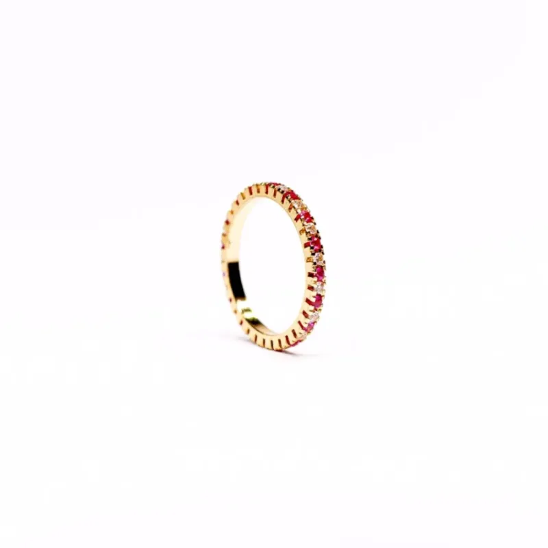 ANEL APARADOR DE ALIANÇA VOLTA TODA ZIRCONIA CRISTAL E PINK- Nª25 - BANHADO A OURO 18K ANEL APARADOR DE ALIANÇA VOLTA TODA ZIRCONIA CRISTAL E PINK- Nª25 - BANHADO A OURO 18K