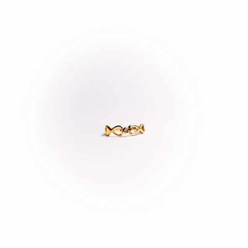 ANEL SÍMBOLO INFINITO DUPLO COM ZIRCONIA Nº16- BANHADO A OURO 18K ANEL SÍMBOLO INFINITO DUPLO COM ZIRCONIA Nº16- BANHADO A OURO 18K