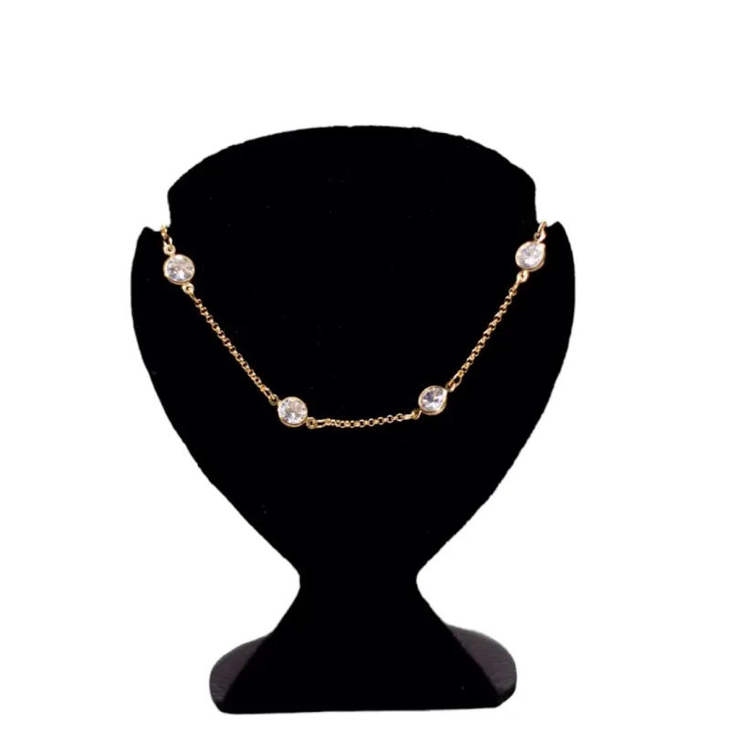 CHOKER ELO PORTUGUES COM PONTO DE LUZ CRISTAL E EXTENSOR - BANHADO A OURO 18K CHOKER ELO PORTUGUES COM PONTO DE LUZ CRISTAL E EXTENSOR - BANHADO A OURO 18K