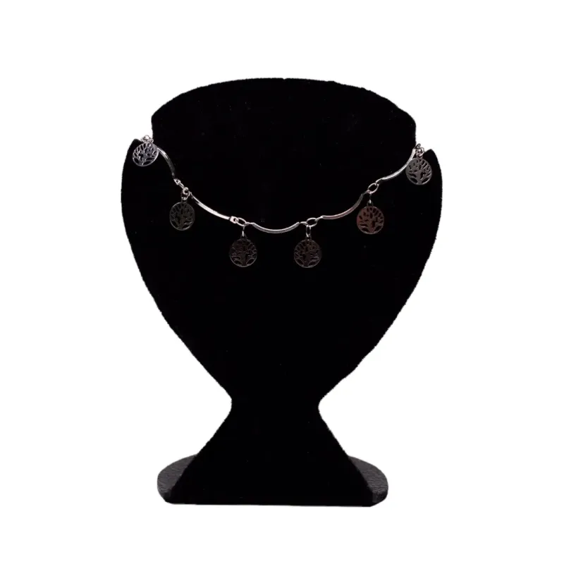 CHOKER MEDALHA  ÁRVORE DA VIDA PALITO COM EXTENSOR- BANHADO A RÓDIO BRANCOC CHOKER MEDALHA  ÁRVORE DA VIDA PALITO COM EXTENSOR- BANHADO A RÓDIO BRANCOC