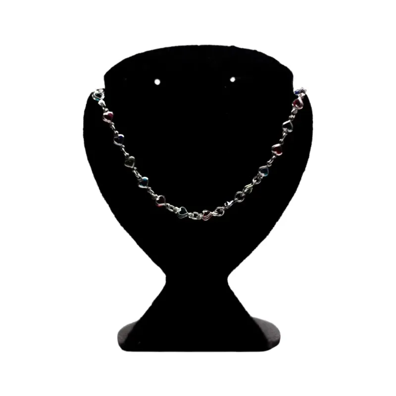 CHOKER CORRENTE CORAÇÃO ZIRCONIA COLORS  COM EXTENSOR- BANHADO A RÓDIO BRANCO CHOKER CORRENTE CORAÇÃO ZIRCONIA COLORS  COM EXTENSOR- BANHADO A RÓDIO BRANCO