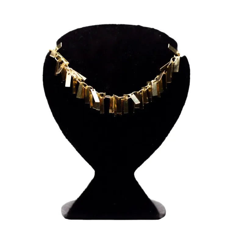 CHOKER ELO GRUMET  FRANJA PINGENTES RECTANGULAR  COM EXTENSOR - BANHADO A OURO 18K CHOKER ELO GRUMET  FRANJA PINGENTES RECTANGULAR  COM EXTENSOR - BANHADO A OURO 18K