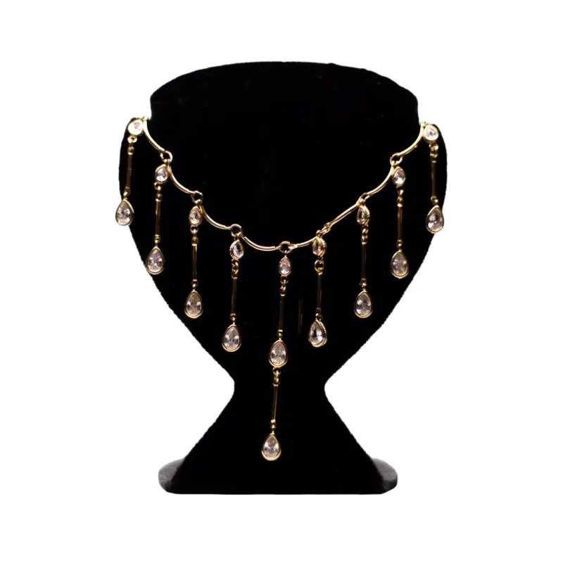 CHOKER PALITO COM GOTAS CRISTAL PENDURADAS COM EXTENSOR- BANHADO A OURO 18K CHOKER PALITO COM GOTAS CRISTAL PENDURADAS COM EXTENSOR- BANHADO A OURO 18K