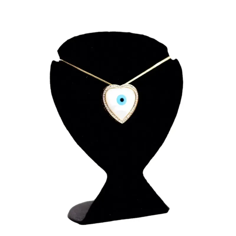 CORRENTE CORAÇÃO CRAVEJADO OLHO GREGO MADREPÉROLA COM EXTENSOR - BANHADO A OURO 18K CORRENTE CORAÇÃO CRAVEJADO OLHO GREGO MADREPÉROLA COM EXTENSOR - BANHADO A OURO 18K