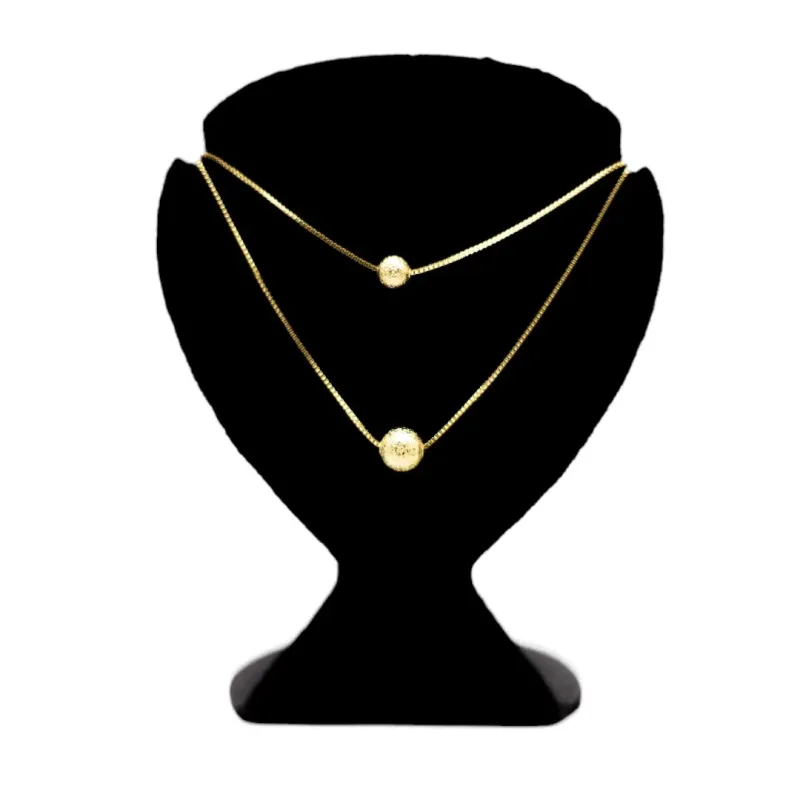 CORRENTE DUPLA COM BOLINHA FOSCA E EXTENSOR - BANHADO A OURO 18K CORRENTE DUPLA COM BOLINHA FOSCA E EXTENSOR - BANHADO A OURO 18K