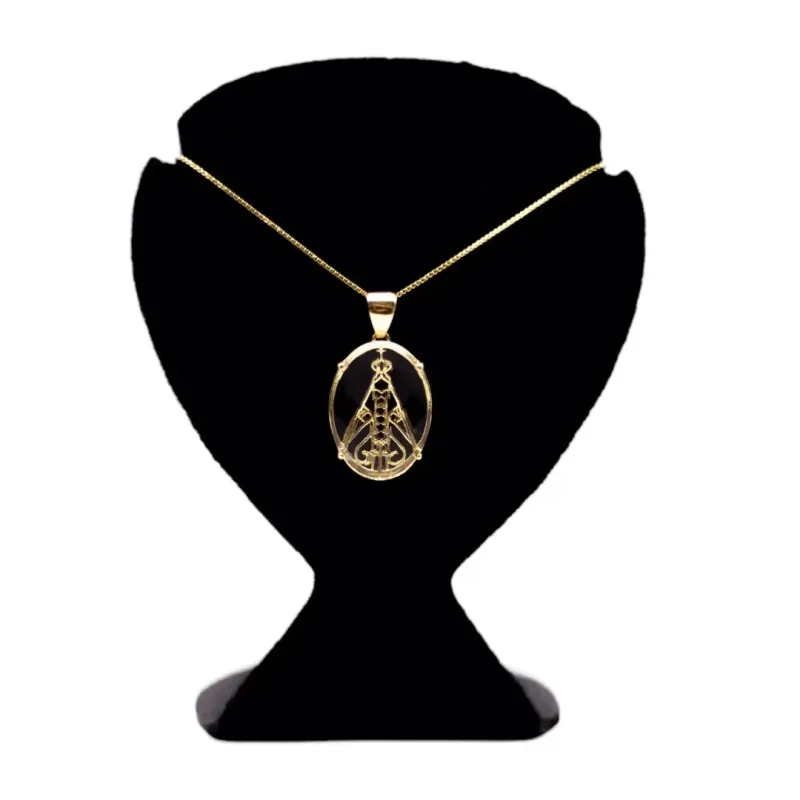 CORRENTE VENEZIANA  NOSSA SENHORA DE APARECIDA EM ACRILICO - BANHADO A OURO 18K CORRENTE VENEZIANA  NOSSA SENHORA DE APARECIDA EM ACRILICO - BANHADO A OURO 18K