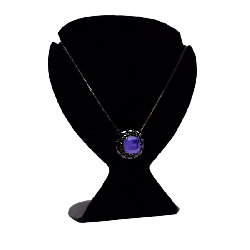 CORRENTE VENEZIANA PINGENTE QUADRADO PEDRA FUSION ROXA COM ZIRCONIA NEGRA COM EXTENSOR- BANHADO A RÓDIO NEGRO CORRENTE VENEZIANA PINGENTE QUADRADO PEDRA FUSION ROXA COM ZIRCONIA NEGRA COM EXTENSOR- BANHADO A RÓDIO NEGRO