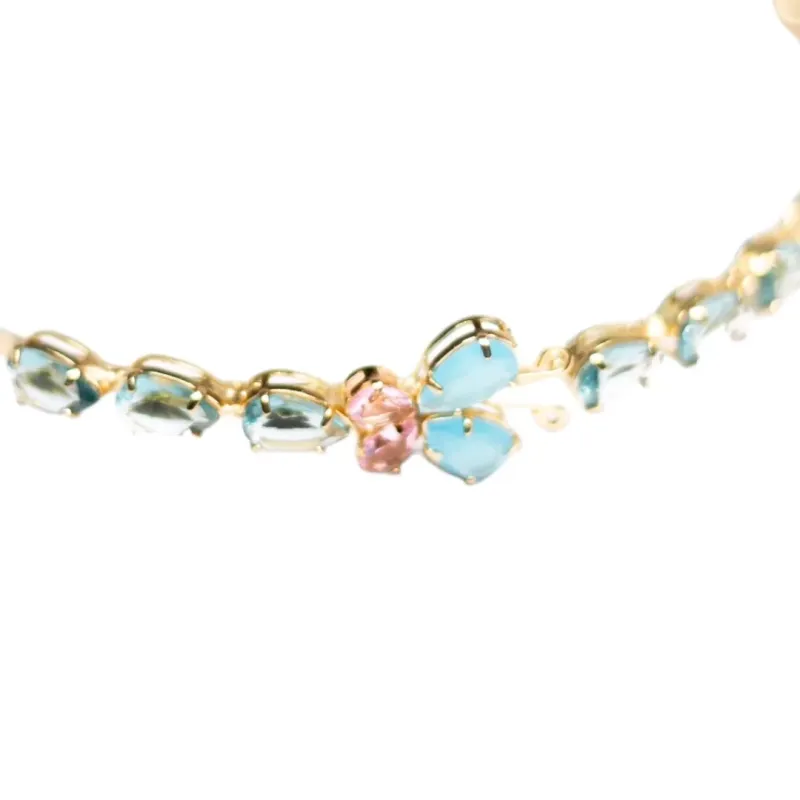 TIARA BORBOLETA E GOTA GRANDE AZUL DE FERRO- BANHADO A OURO 18K TIARA BORBOLETA E GOTA GRANDE AZUL DE FERRO- BANHADO A OURO 18K