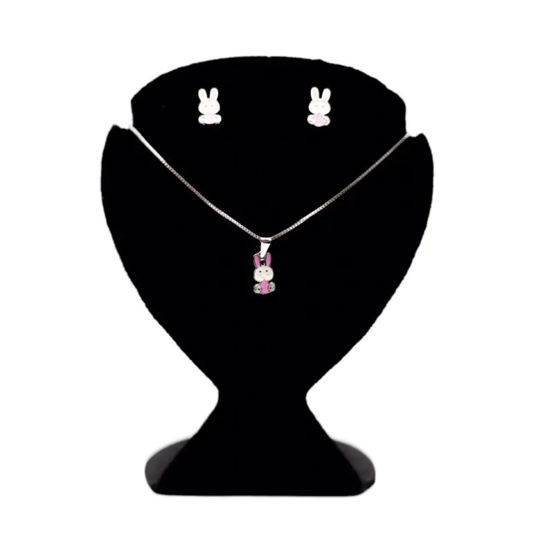 CONJUNTO INFANTIL BRINCO E CORRENTE 40CM COELHO RESINADO - BANHADO A RÓDIO BRANCO CONJUNTO INFANTIL BRINCO E CORRENTE 40CM COELHO RESINADO - BANHADO A RÓDIO BRANCO