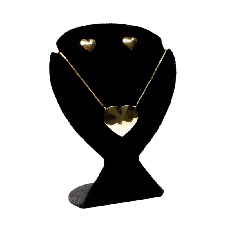 CONJUNTO PLACA CORAÇÃO TRABALHADA COM EXTENSOR- BANHADO A OURO 18K CONJUNTO PLACA CORAÇÃO TRABALHADA COM EXTENSOR- BANHADO A OURO 18K