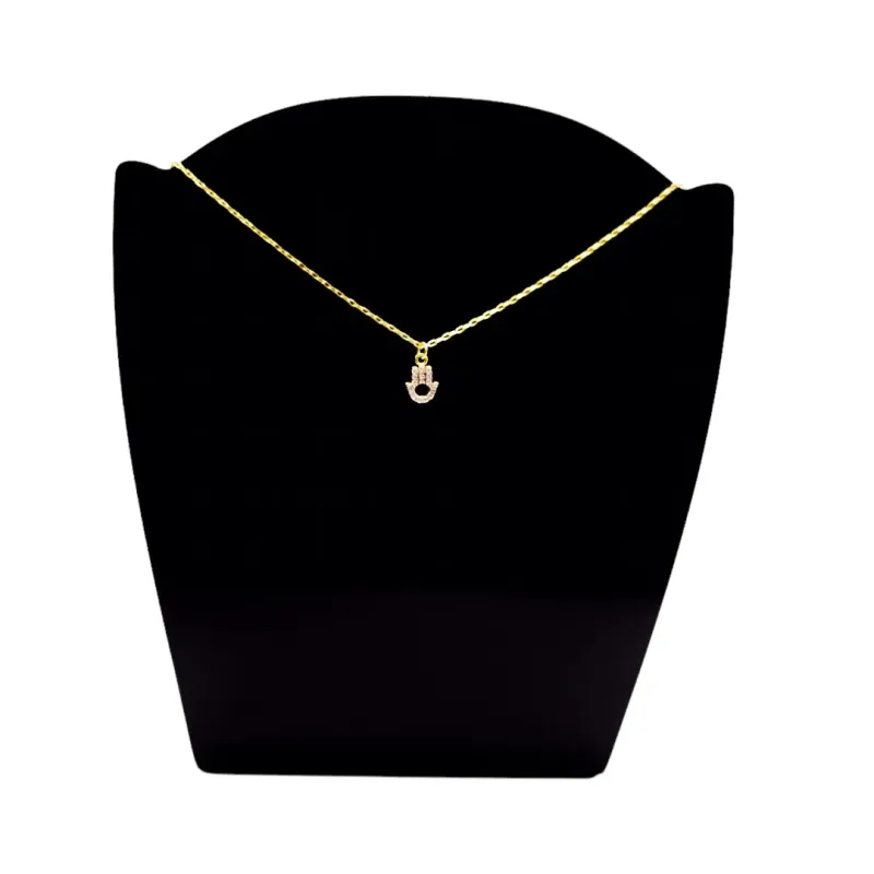 CORRENTE ELO CARTHIE FINO COM MÃO DE FÁTIMA PENDURADA CRAVEJADA PENDURADO COM EXTENSOR- BANHADO A OURO 18K CORRENTE ELO CARTHIE FINO COM MÃO DE FÁTIMA PENDURADA CRAVEJADA PENDURADO COM EXTENSOR- BANHADO A OURO 18K