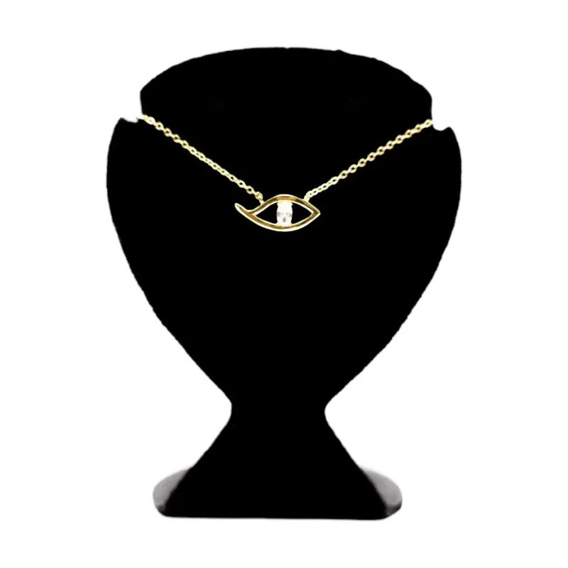 CORRENTE ELO PORTUGUÊS EXTRA FINO PINGENTE  OLHO PUXADO COM ZIRCONIA CRISTAL COM EXTENSOR- BANHADO A OURO 18K CORRENTE ELO PORTUGUÊS EXTRA FINO PINGENTE  OLHO PUXADO COM ZIRCONIA CRISTAL COM EXTENSOR- BANHADO A OURO 18K