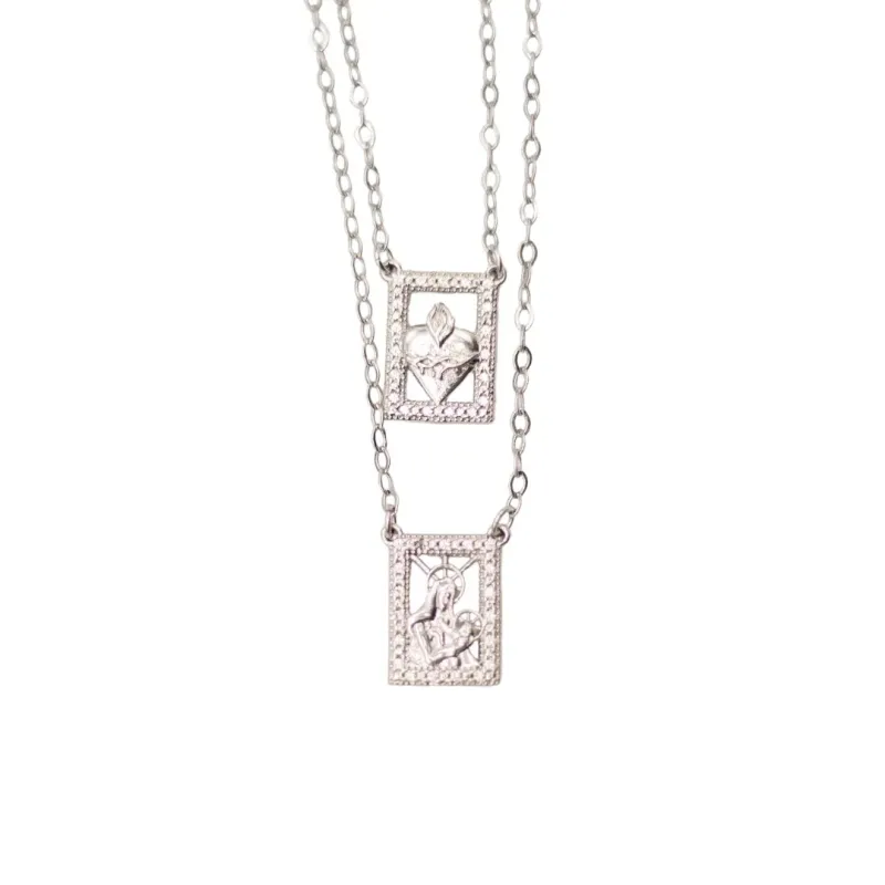 CORRENTE ESCÁPULARIO NOSSA SENHORA DE APARECIDA CARTHIE COM ZIRCONIA   - BANHADO A RÓDIO BRANCO CORRENTE ESCÁPULARIO NOSSA SENHORA DE APARECIDA CARTHIE COM ZIRCONIA   - BANHADO A RÓDIO BRANCO