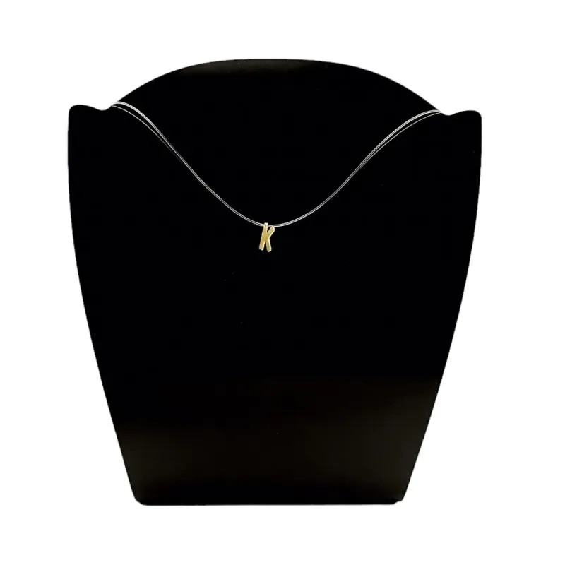 CORRENTE FIO DE SILICONE COM PINGENTE INICIAL K SIMPLES- BANHADO A OURO 18K CORRENTE FIO DE SILICONE COM PINGENTE INICIAL K SIMPLES- BANHADO A OURO 18K