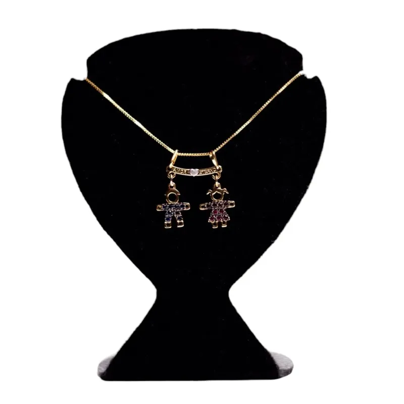 CORRENTE VENEZIANA CANGA AMOR ETERNO PINGENTE CASAL COLORS SIMPLES COM ZIRCONIA PINK-  BANHADO A OURO 18K CORRENTE VENEZIANA CANGA AMOR ETERNO PINGENTE CASAL COLORS SIMPLES COM ZIRCONIA PINK-  BANHADO A OURO 18K