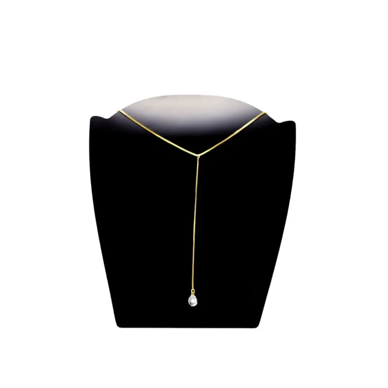 CORRENTE VENEZIANA GRAVATINHA COM PONTO DE LUZ GOTA CRISTAL COM EXTENSOR- BANHADO A OURO 18K CORRENTE VENEZIANA GRAVATINHA COM PONTO DE LUZ GOTA CRISTAL COM EXTENSOR- BANHADO A OURO 18K