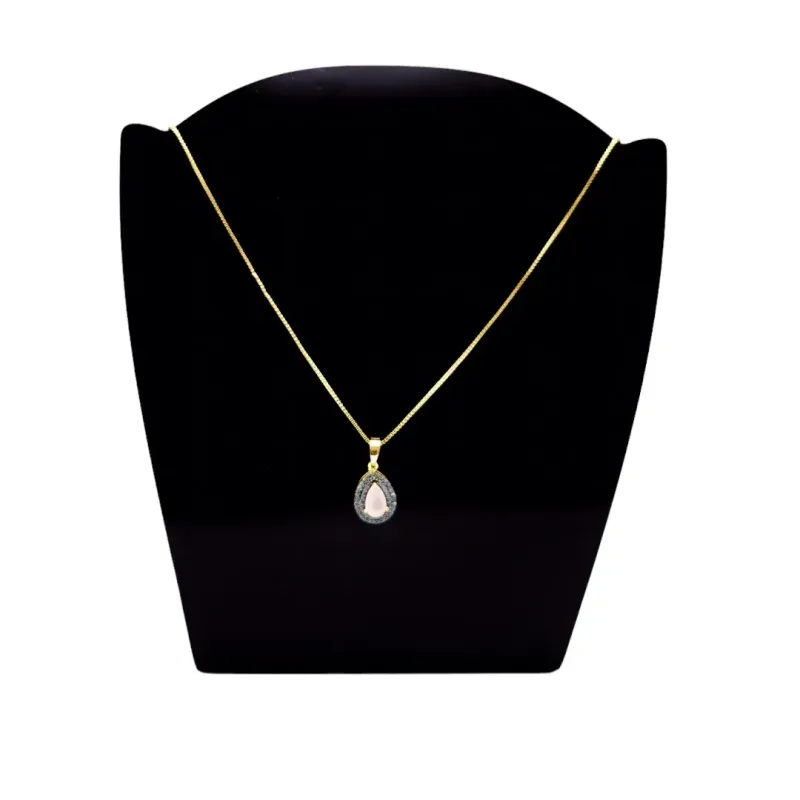 CORRENTE VENEZIANA GOTA ZIRCONIA ROSÉ LEITOSA E MICRO ZIRCONIA VERDE AGUA- BANHADO A OURO 18K CORRENTE VENEZIANA GOTA ZIRCONIA ROSÉ LEITOSA E MICRO ZIRCONIA VERDE AGUA- BANHADO A OURO 18K