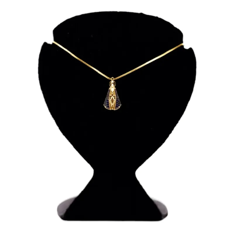 CORRENTE VENEZIANA NOSSA SENHORA DE APARECIDA COM MANTO ZIRCONIA AZUL - BANHADO A OURO 18K CORRENTE VENEZIANA NOSSA SENHORA DE APARECIDA COM MANTO ZIRCONIA AZUL - BANHADO A OURO 18K