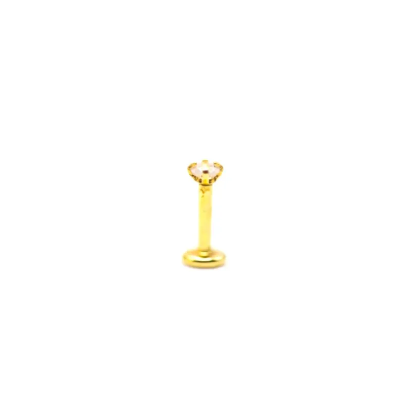 PIERCING PINO PONTO DE LUZ ZIRCONIA FRONTAL COM TARRACHA LISA 6MM -  BANHADO OURO 18K PIERCING PINO PONTO DE LUZ ZIRCONIA FRONTAL COM TARRACHA LISA 6MM -  BANHADO OURO 18K