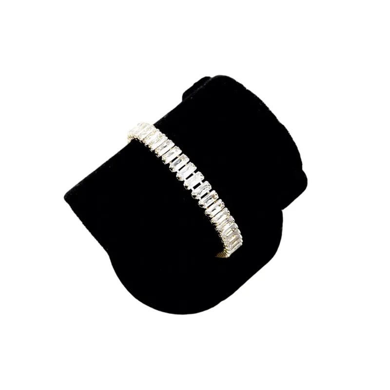 PULSEIRA RIVIERA QUADRADA CRAVEJADA COM NAVETE CRISTAL E FECHO GAVETA SIMPLES ROSÉ GOLD - BANHADO A OURO 18K PULSEIRA RIVIERA QUADRADA CRAVEJADA COM NAVETE CRISTAL E FECHO GAVETA SIMPLES ROSÉ GOLD - BANHADO A OURO 18K