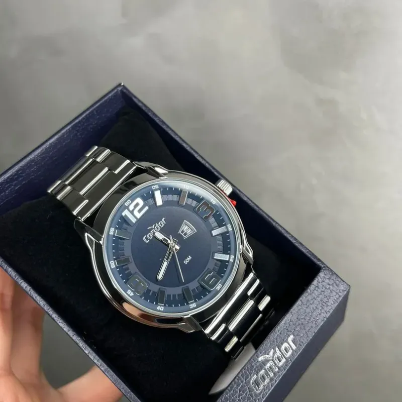 RELÓGIO CONDOR MASCULINO PRATA COM INTERIOR AZUL E DATA E PULSEIRA EM AÇO -CO2015AB4A - COR PRATA RELÓGIO CONDOR MASCULINO PRATA COM INTERIOR AZUL E DATA E PULSEIRA EM AÇO -CO2015AB4A - COR PRATA