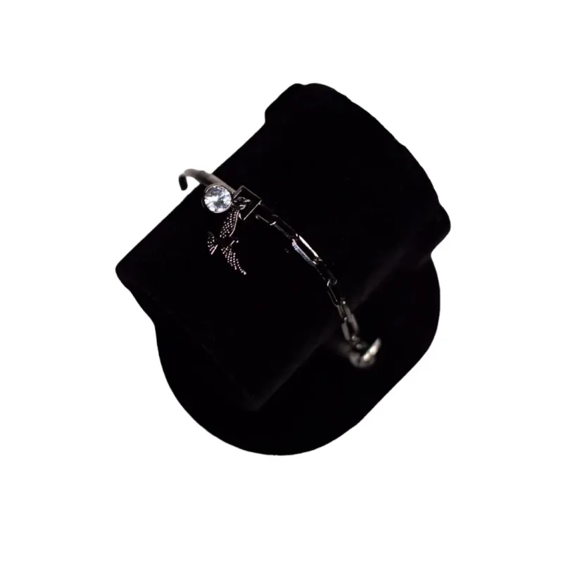 BRACELETE ESPÍRITO SANTO COM PONTO DE LUZ ZIRCONIA - BANHADO A RÓDIO NEGRO BRACELETE ESPÍRITO SANTO COM PONTO DE LUZ ZIRCONIA - BANHADO A RÓDIO NEGRO