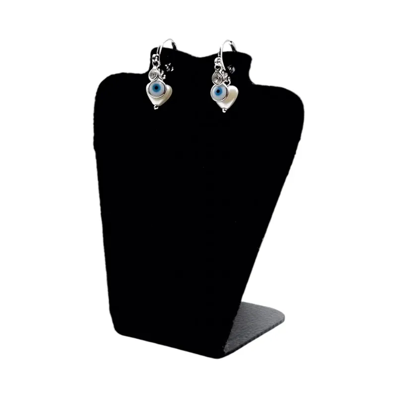 BRINCO ARGOLA OLHO GREGO, CORAÇÃO DE PEROLA E ZIRCONIA  - BANHADO A RÓDIO BRANCO BRINCO ARGOLA OLHO GREGO, CORAÇÃO DE PEROLA E ZIRCONIA  - BANHADO A RÓDIO BRANCO