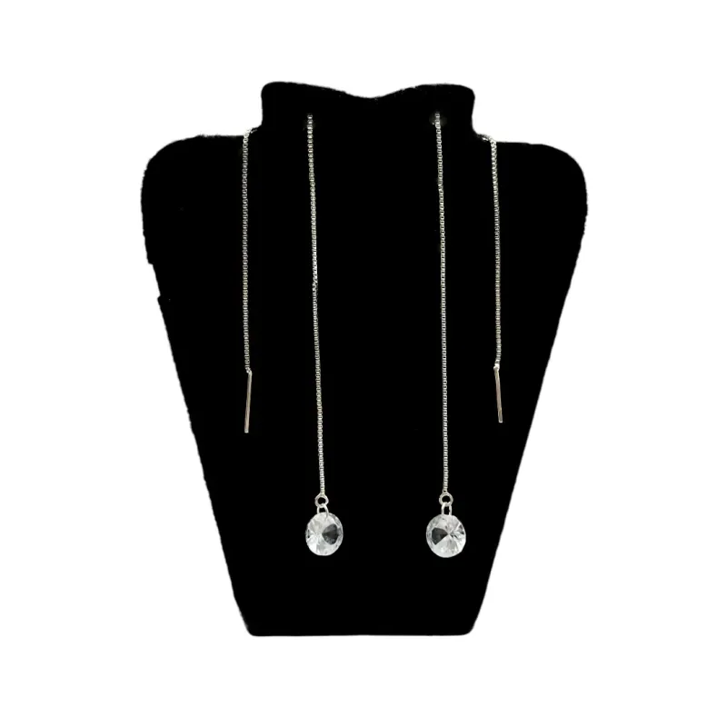 BRINCO MÉDIO CORRENTE VENEZIANA COM PALITO LISO E PONTO DE LUZ CRISTAL DUPLO- BANHADO A RÓDIO BRANCO BRINCO MÉDIO CORRENTE VENEZIANA COM PALITO LISO E PONTO DE LUZ CRISTAL DUPLO- BANHADO A RÓDIO BRANCO