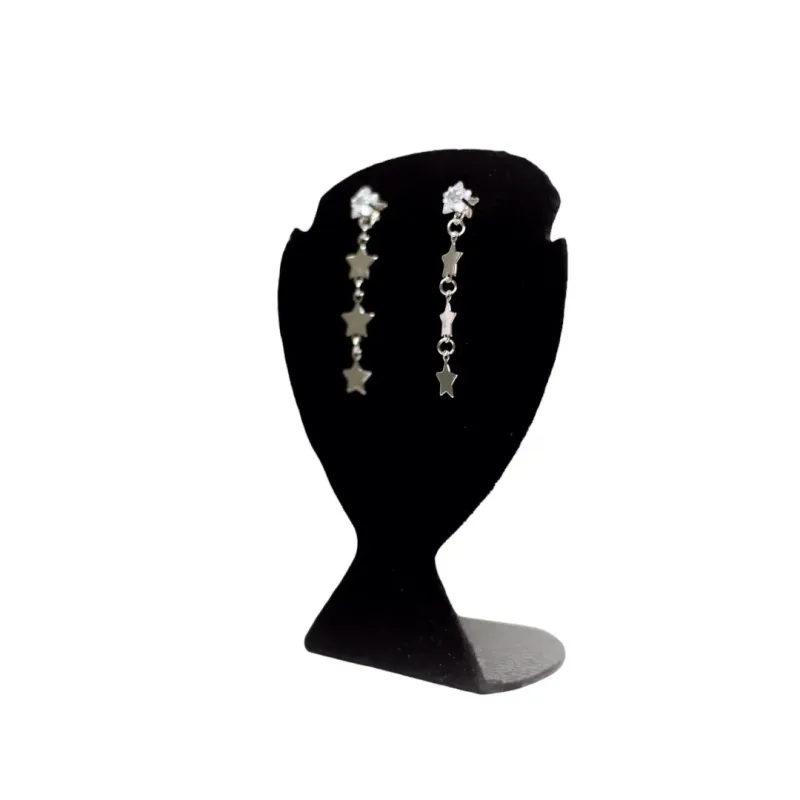 BRINCO MÉDIO ESTRELA ZIRCONIA COM ESTRELAS LISAS PENDURADAS - BANHADO A RÓDIO BRANCO BRINCO MÉDIO ESTRELA ZIRCONIA COM ESTRELAS LISAS PENDURADAS - BANHADO A RÓDIO BRANCO