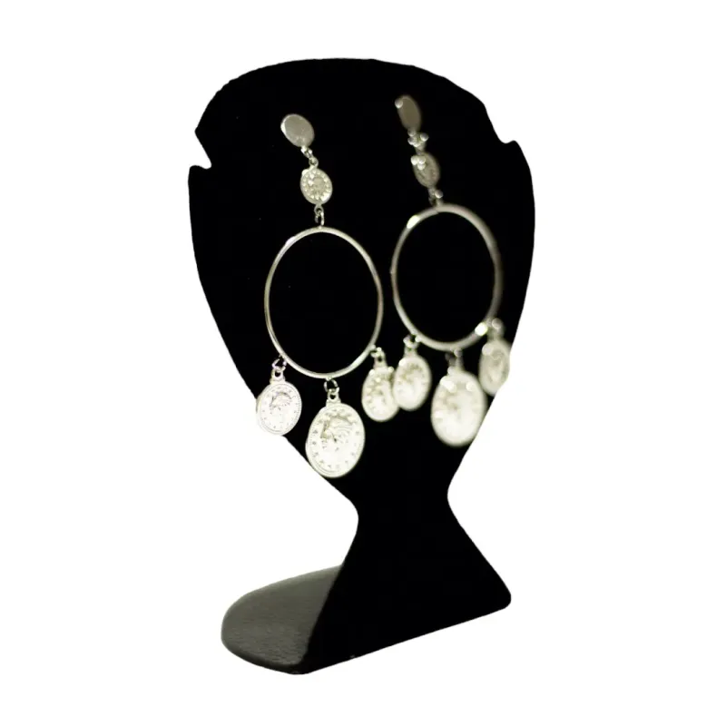 BRINCO MÉDIO PENDURADO ARGOLA MEDALHAS COM IMAGEM - BANHADO A RÓDIO BRANCO BRINCO MÉDIO PENDURADO ARGOLA MEDALHAS COM IMAGEM - BANHADO A RÓDIO BRANCO