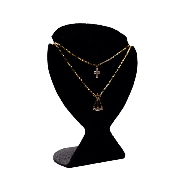 CORRENTE DUPLA CARTHIE EXTRA FINO COM PINGENTE NOSSA SENHORA E CRUZ CRAVEJADA COM EXTENSOR- BANHADO A OURO 18K CORRENTE DUPLA CARTHIE EXTRA FINO COM PINGENTE NOSSA SENHORA E CRUZ CRAVEJADA COM EXTENSOR- BANHADO A OURO 18K