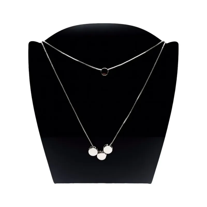 CORRENTE DUPLA COM BOLINHA TRIPLO CHEIO COM EXTENSOR - BANHADO A RÓDIO BRANCO CORRENTE DUPLA COM BOLINHA TRIPLO CHEIO COM EXTENSOR - BANHADO A RÓDIO BRANCO