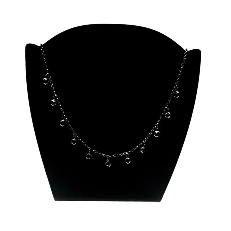 CORRENTE PINGO DE LUZ COLORS ELO PORTUGUÊS COM EXTENSOR  - BANHADO A RÓDIO NEGRO CORRENTE PINGO DE LUZ COLORS ELO PORTUGUÊS COM EXTENSOR  - BANHADO A RÓDIO NEGRO