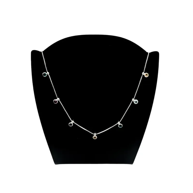 CORRENTE PONTO DE LUZ COLORS E EXTENSOR- BANHADO A RÓDIO BRANCO CORRENTE PONTO DE LUZ COLORS E EXTENSOR- BANHADO A RÓDIO BRANCO