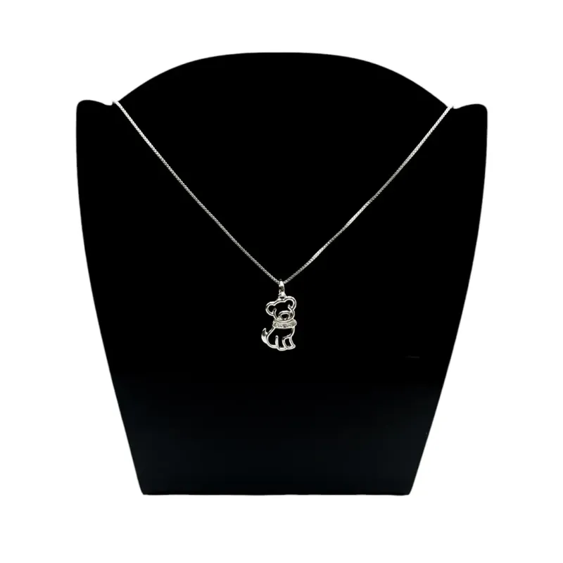 CORRENTE VENEZIANA COM PINGENTE CACHORRO ZIRCONIA- BANHADO A RÓDIO BRANCO CORRENTE VENEZIANA COM PINGENTE CACHORRO ZIRCONIA- BANHADO A RÓDIO BRANCO