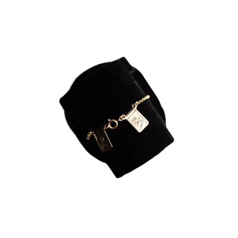 PULSEIRA 2 PLACAS IMAGENS MEDIA ELO PORTUGUÊS COM EXTENSOR- BANHADO A OURO 18K PULSEIRA 2 PLACAS IMAGENS MEDIA ELO PORTUGUÊS COM EXTENSOR- BANHADO A OURO 18K