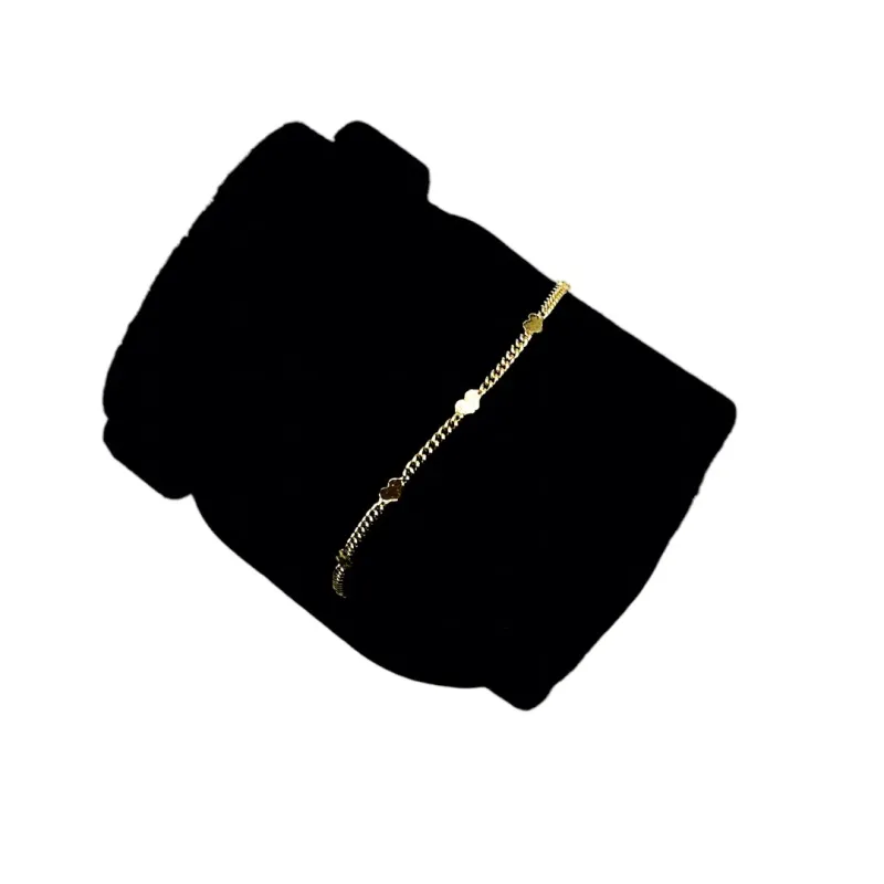 PULSEIRA ELO GRUMET EXTRA FINO COM MINI CORAÇÕES COM EXTENSOR- BANHADO A OURO 18K PULSEIRA ELO GRUMET EXTRA FINO COM MINI CORAÇÕES COM EXTENSOR- BANHADO A OURO 18K
