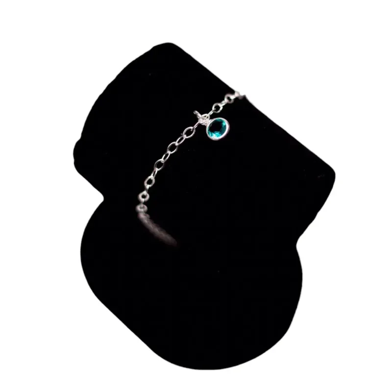 PULSEIRA ELO PORTUGUÊS LARGO COM PONTO DE LUZ VERDE - PRATA 925 PULSEIRA ELO PORTUGUÊS LARGO COM PONTO DE LUZ VERDE - PRATA 925