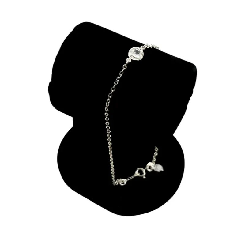 TORNOZELEIRA ELO GRUMET FINO COM OLHO PONTO DE LUZ ZIRCONIA -PRATA 925 TORNOZELEIRA ELO GRUMET FINO COM OLHO PONTO DE LUZ ZIRCONIA -PRATA 925