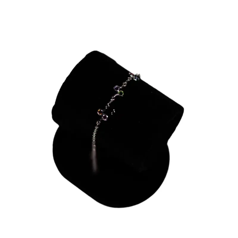 TORNOZELEIRA ELO PORTUGUÊS EXTRA FINO COM ZIRCONIA COLORS REDONDA COM EXTENSOR  -  BANHADO A RÓDIO BRANCO TORNOZELEIRA ELO PORTUGUÊS EXTRA FINO COM ZIRCONIA COLORS REDONDA COM EXTENSOR  -  BANHADO A RÓDIO BRANCO