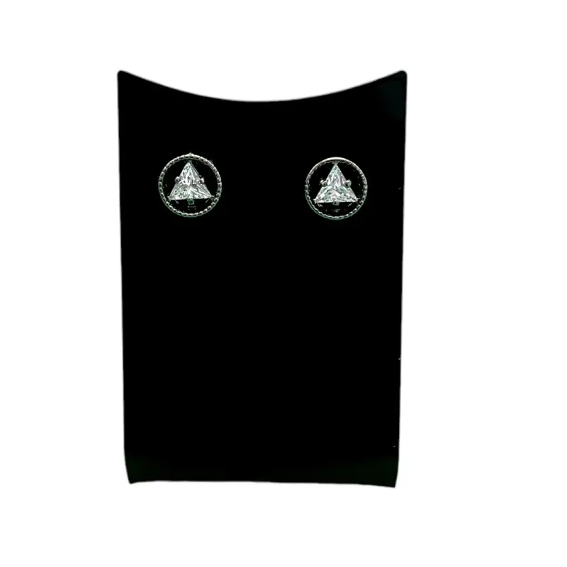 BRINCO REDONDO COM TRIÂNGULO COM ZIRCONIA - BANHADO A RÓDIO NEGRO BRINCO REDONDO COM TRIÂNGULO COM ZIRCONIA - BANHADO A RÓDIO NEGRO