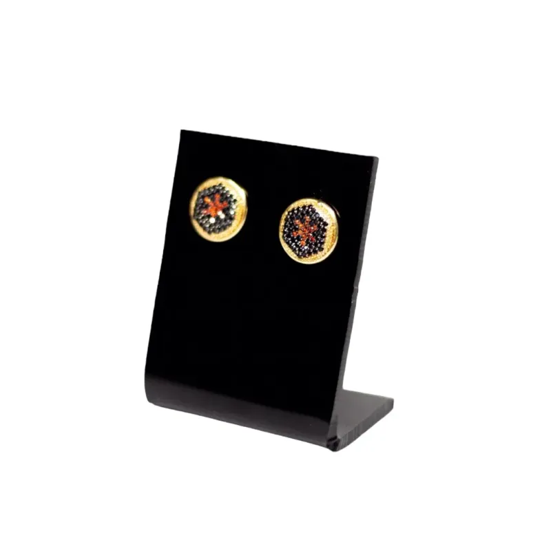 BRINCO REDONDO FLOR CRAVEJADA COM ZIRCONIA LARANJA E PRETA- BANHADO A OURO 18K BRINCO REDONDO FLOR CRAVEJADA COM ZIRCONIA LARANJA E PRETA- BANHADO A OURO 18K