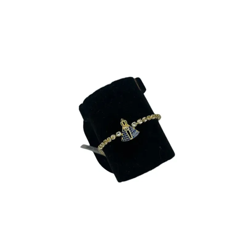 PULSEIRA RIVIERA NOSSA SENHORA DE APARECIDA ZIRCONIA AZUL E CRISTAL COM EXTENSOR - BANHADO A OURO 18K PULSEIRA RIVIERA NOSSA SENHORA DE APARECIDA ZIRCONIA AZUL E CRISTAL COM EXTENSOR - BANHADO A OURO 18K